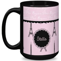 Paris & Eiffel Tower 15 Oz Coffee Mug - Black (Personalized)