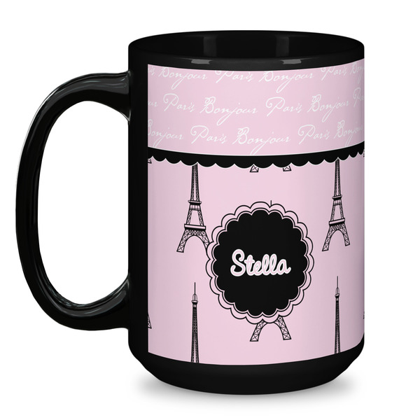 Paris & Eiffel Tower Coffee Mug - 15 oz - Black