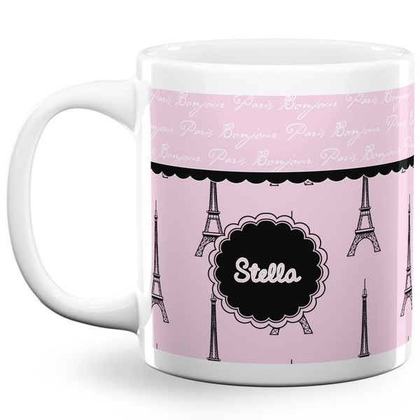 Custom Paris & Eiffel Tower 20 Oz Coffee Mug - White (Personalized)