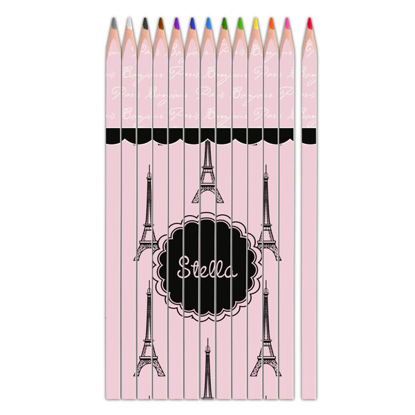Custom Paris & Eiffel Tower Colored Pencils (Personalized)