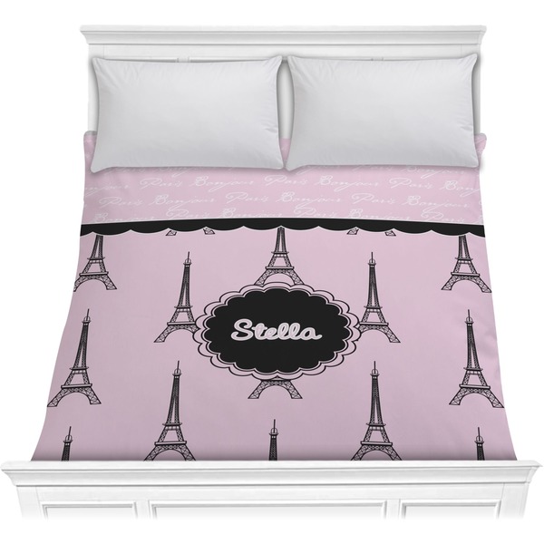 Custom Paris & Eiffel Tower Comforter - Full / Queen (Personalized)