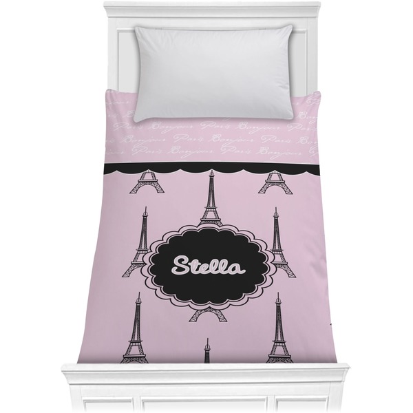 Custom Paris & Eiffel Tower Comforter - Twin (Personalized)