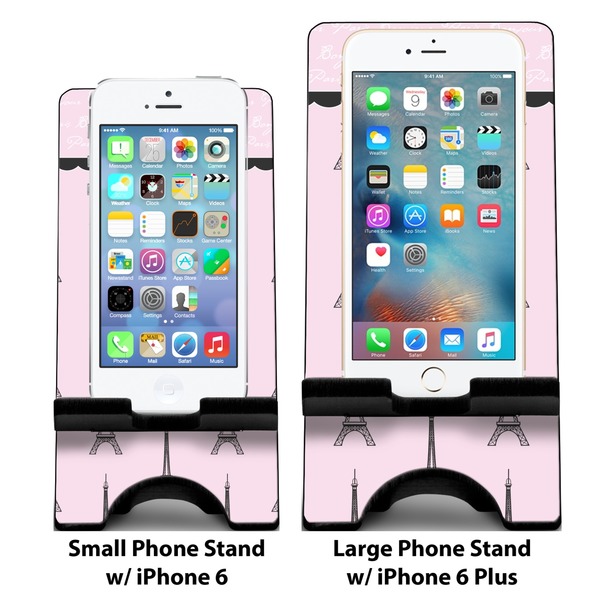 Paris & Eiffel Tower Compare Phone Stand Sizes - with iPhones