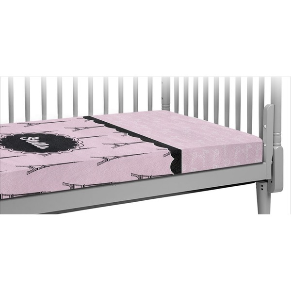Custom Paris & Eiffel Tower Crib Fitted Sheet (Personalized)
