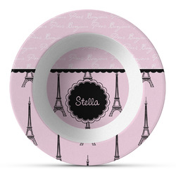 Paris & Eiffel Tower Plastic Bowl - Microwave Safe - Composite Polymer (Personalized)