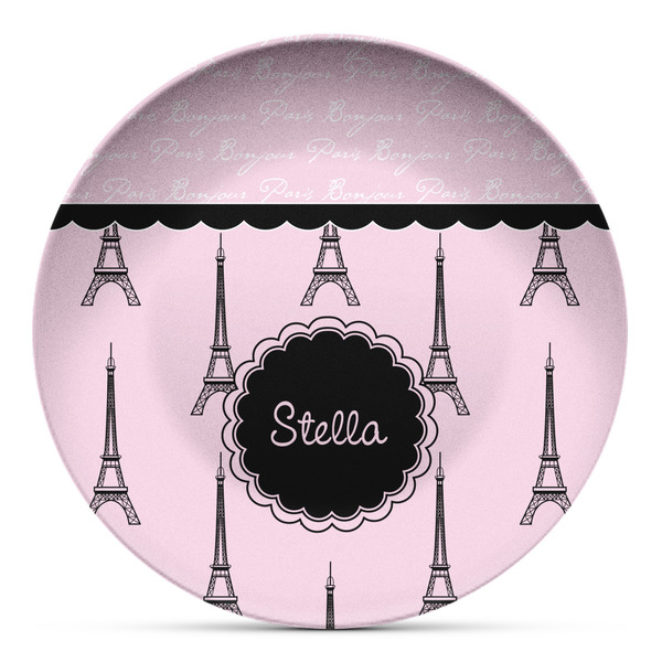Custom Paris & Eiffel Tower Microwave Safe Plastic Plate - Composite Polymer (Personalized)