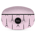 Paris & Eiffel Tower Plastic Platter - Microwave & Oven Safe Composite Polymer (Personalized)