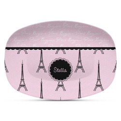 Paris & Eiffel Tower Plastic Platter - Microwave & Oven Safe Composite Polymer (Personalized)