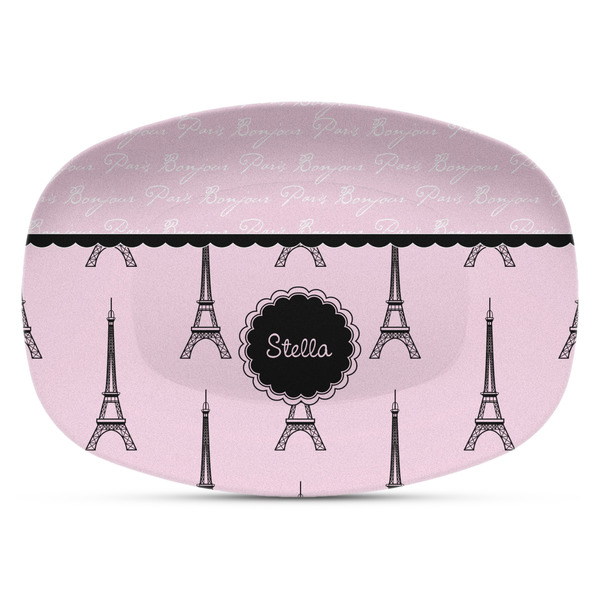 Custom Paris & Eiffel Tower Plastic Platter - Microwave & Oven Safe Composite Polymer (Personalized)