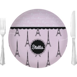 Paris & Eiffel Tower 10" Glass Lunch / Dinner Plates - Single or Set (Personalized)