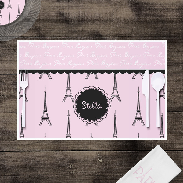 Paris & Eiffel Tower Disposable Paper Placemat - In Context