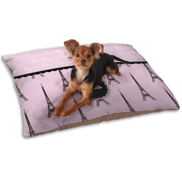 Custom Paris & Eiffel Tower Dog Bed - Small w/ Name or Text