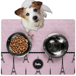 Paris & Eiffel Tower Dog Food Mat - Medium w/ Name or Text