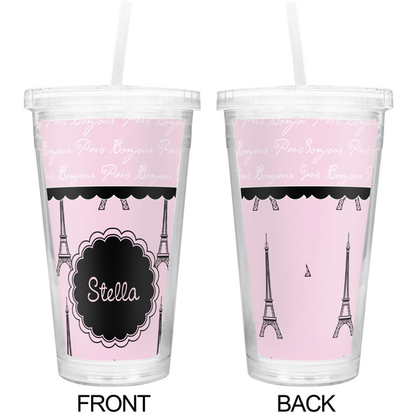 Paris & Eiffel Tower Double Wall Tumbler with Straw - Approval