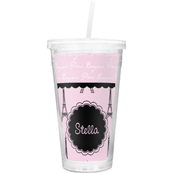 Paris & Eiffel Tower Double Wall Tumbler with Straw (Personalized)