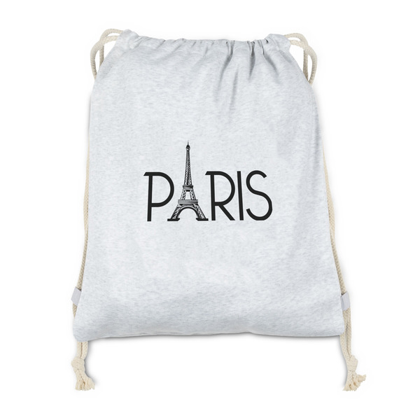 Custom Paris & Eiffel Tower Drawstring Backpack - Sweatshirt Fleece - Double Sided