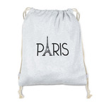 Paris & Eiffel Tower Drawstring Backpack - Sweatshirt Fleece - Single Sided