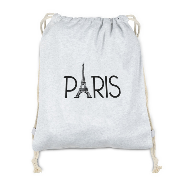 Custom Paris & Eiffel Tower Drawstring Backpack - Sweatshirt Fleece