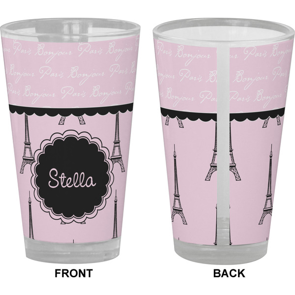 Paris & Eiffel Tower Pint Glass - Full Color - Front & Back Views