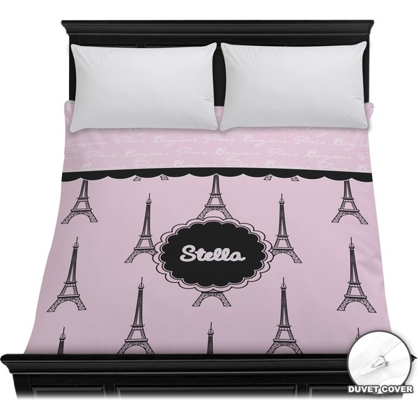 Custom Paris & Eiffel Tower Duvet Cover - Full / Queen (Personalized)