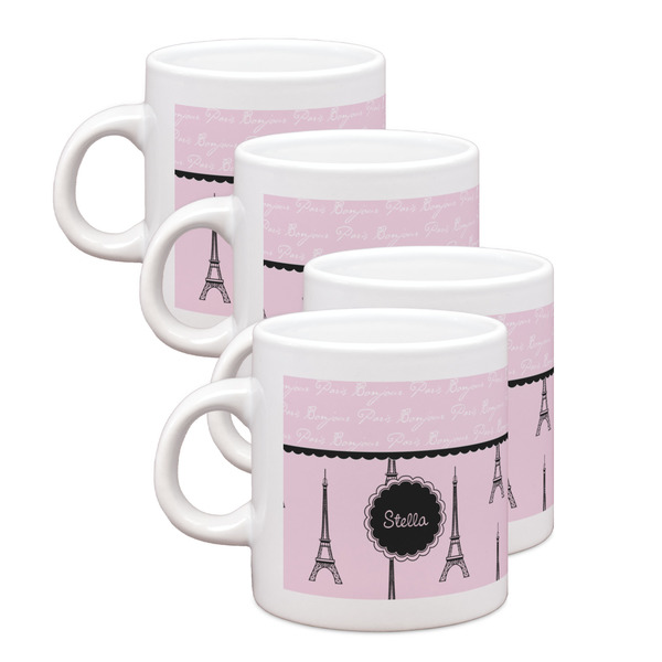 Custom Paris & Eiffel Tower Single Shot Espresso Cups - Set of 4 (Personalized)