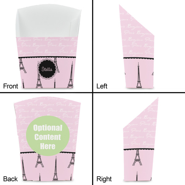 Paris & Eiffel Tower French Fry Favor Box - Front & Back View