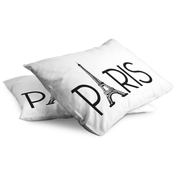 Paris & Eiffel Tower Full Pillow Case - TWO (partial print)
