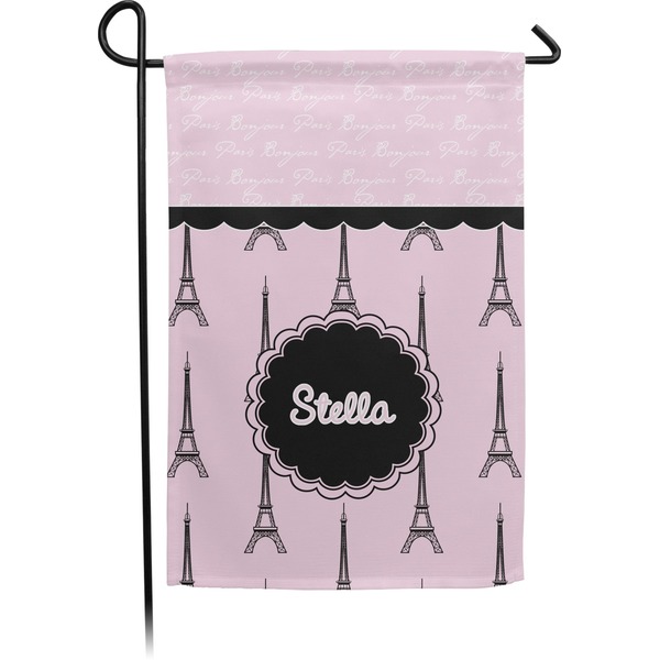 Custom Paris & Eiffel Tower Small Garden Flag - Double Sided w/ Name or Text