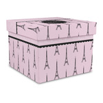 Paris & Eiffel Tower Gift Box with Lid - Canvas Wrapped - Large (Personalized)