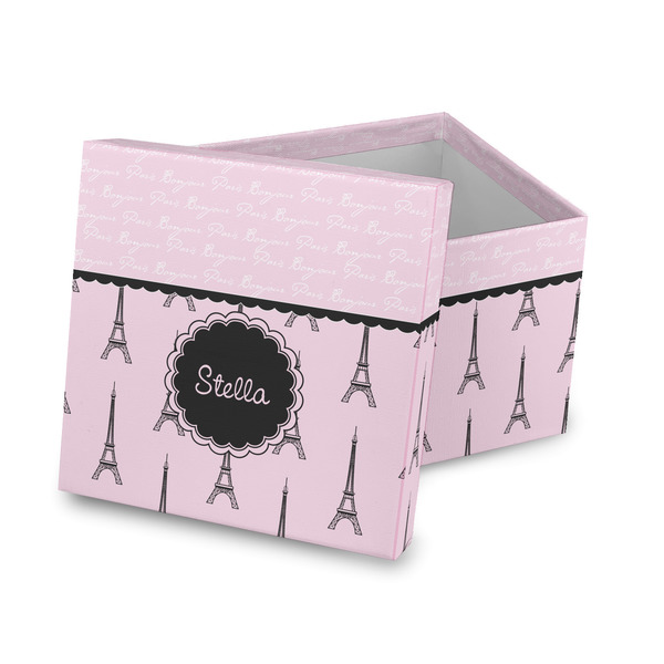 Custom Paris & Eiffel Tower Gift Box with Lid - Canvas Wrapped (Personalized)