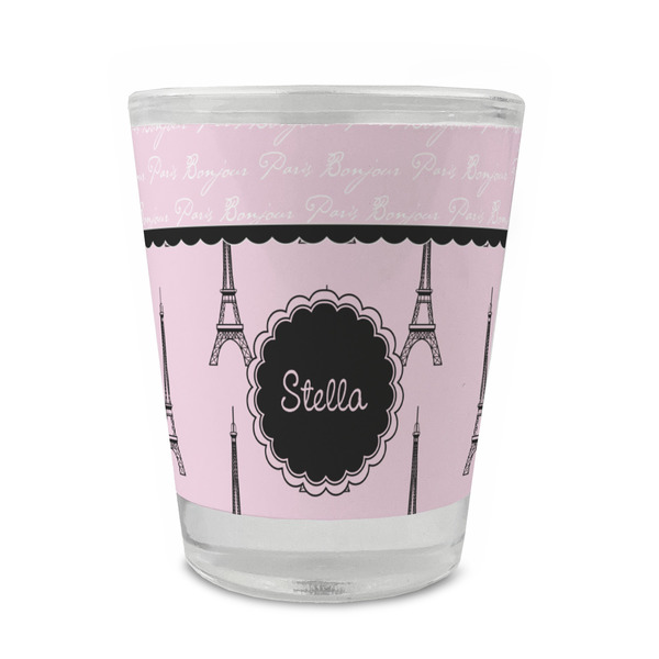 Custom Paris & Eiffel Tower Glass Shot Glass - 1.5 oz - Set of 4 (Personalized)