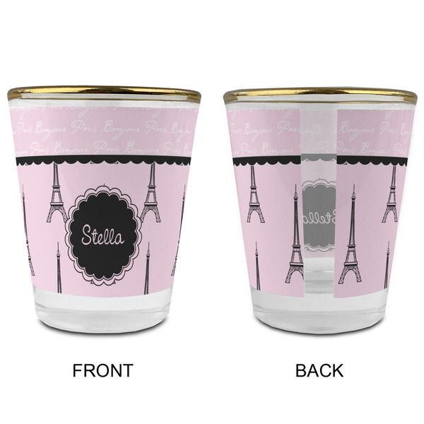Paris & Eiffel Tower Glass Shot Glass - with gold rim - APPROVAL