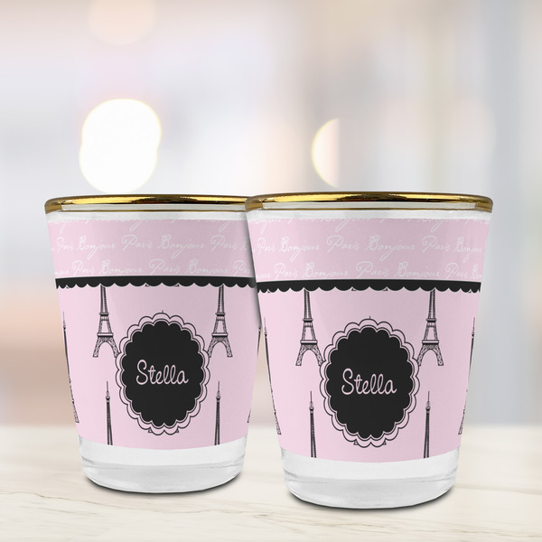Paris & Eiffel Tower Glass Shot Glass - with gold rim - LIFESTYLE