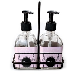 Paris & Eiffel Tower Glass Soap & Lotion Bottle Set (Personalized)