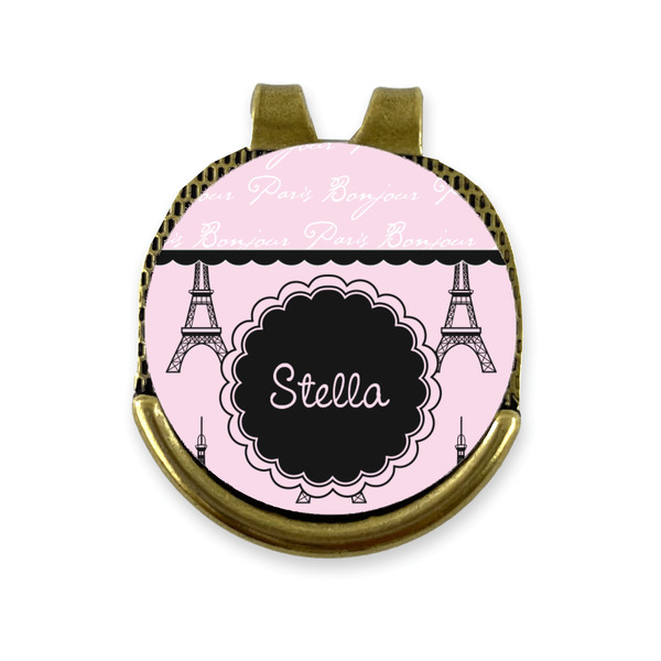Custom Paris & Eiffel Tower Golf Ball Marker - Hat Clip - Gold