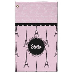 Paris & Eiffel Tower Golf Towel - Poly-Cotton Blend w/ Name or Text