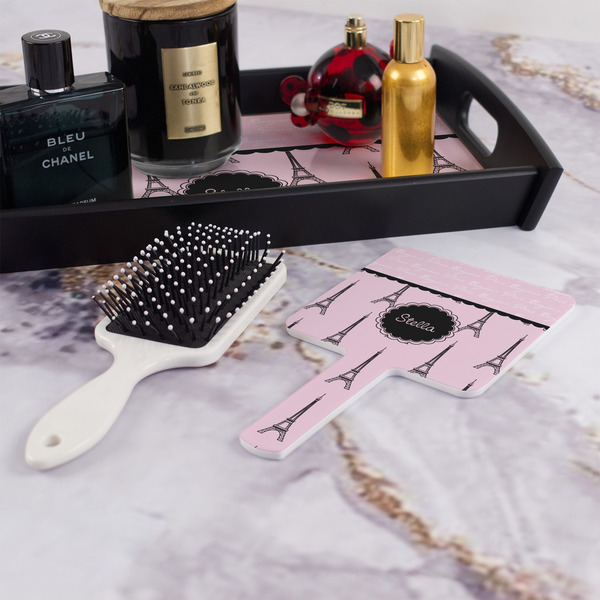 Paris & Eiffel Tower Hand Mirror - With Hair Brush