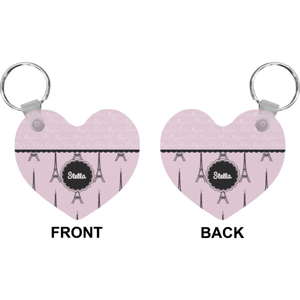 Paris & Eiffel Tower Heart Keychain (Front + Back)