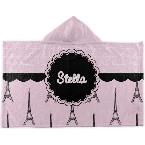 Custom Paris & Eiffel Tower Kids Hooded Towel (Personalized)