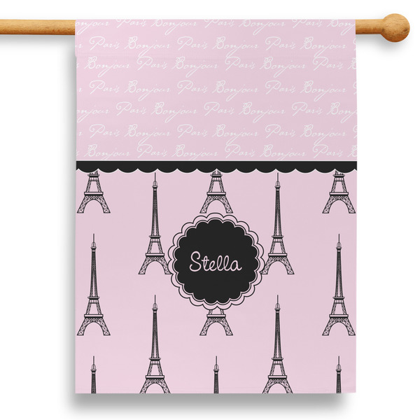 Custom Paris & Eiffel Tower 28" House Flag (Personalized)