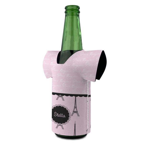 Paris & Eiffel Tower Jersey Bottle Cooler - ANGLE (on bottle)