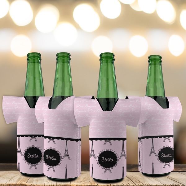 Paris & Eiffel Tower Jersey Bottle Cooler - Set of 4 - LIFESTYLE