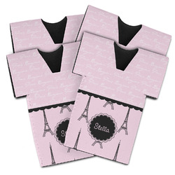 Paris & Eiffel Tower Jersey Bottle Cooler - Set of 4 (Personalized)