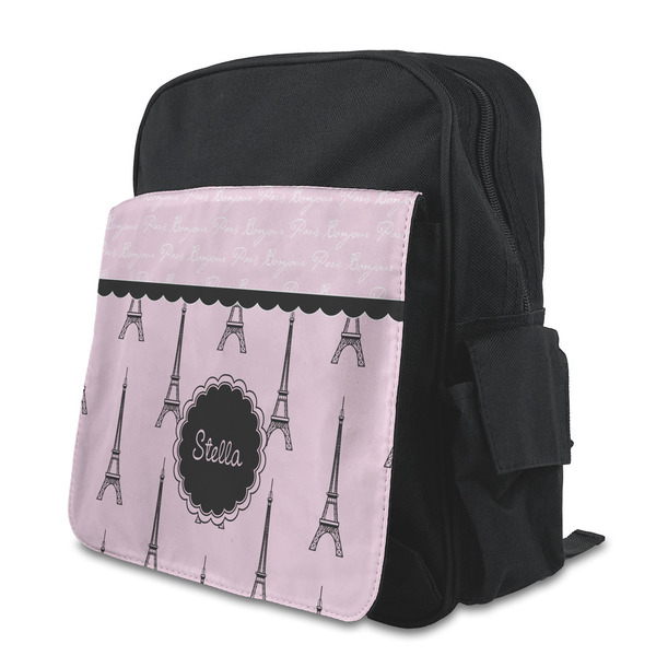 Custom Paris & Eiffel Tower Preschool Backpack (Personalized)