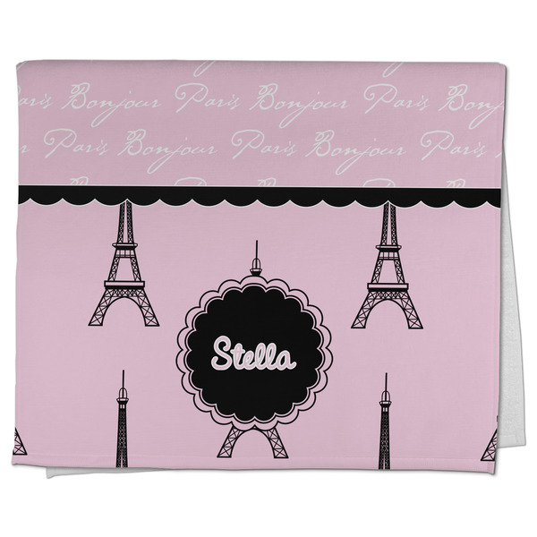 Custom Paris & Eiffel Tower Kitchen Towel - Poly Cotton w/ Name or Text