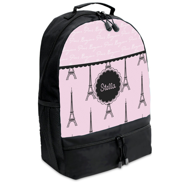 Custom Paris & Eiffel Tower Backpacks - Black (Personalized)