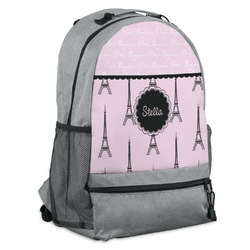 Paris & Eiffel Tower Backpack - Grey (Personalized)