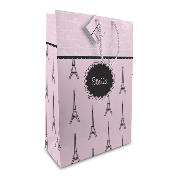 Custom Paris & Eiffel Tower Large Gift Bag (Personalized)
