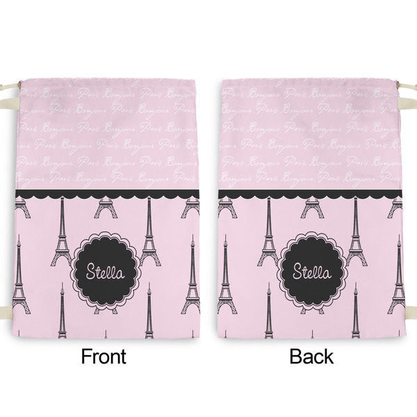 Paris & Eiffel Tower Large Laundry Bag - Front & Back View