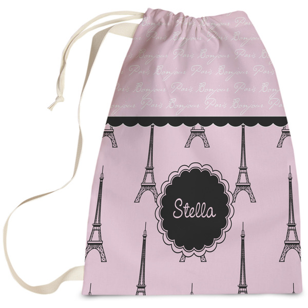 Custom Paris & Eiffel Tower Laundry Bag - Large (Personalized)